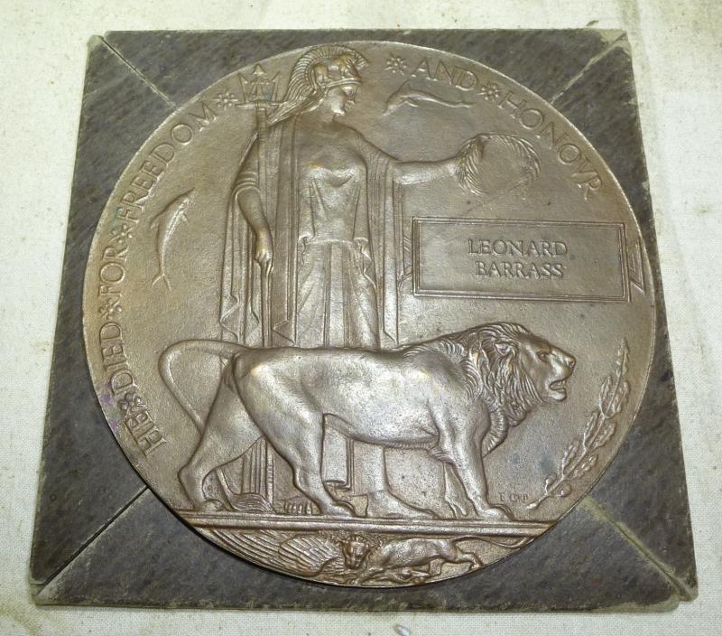 WWI Bronze Memorial Plaque - Death Penny