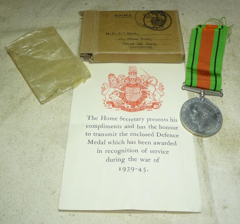 British WWII Defence Medal Boxed.